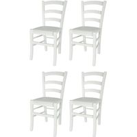 Tommychairs - Set 4 chaises cuisine VENEZIA, robuste structure en bois de hêtre laqué en blanc, assise en en faux cuir couleur