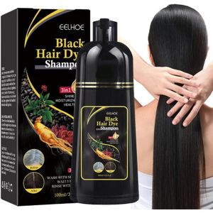 COLORATION Black Instant Hair Color Shampoo for Gray Hair-Easy Hair Dye Shampoo 3in1-100%Grey Coverage,Herbal Coloring in Minutes (Black 100ml)