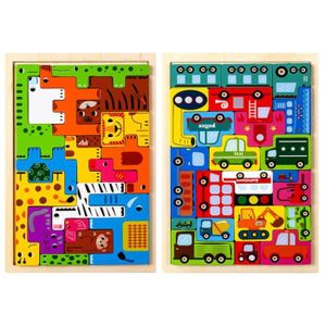 PUZZLE Puzzle en Bois,Set 2 en 1 Tangram Bois Puzzle,Le t