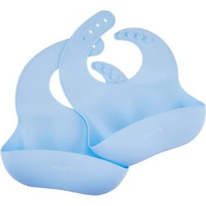 BAVOIR Set de 2 Bavoir Bébé Maternelle Récupérateur - Silicone Souple Confortable Imperméable Élastique - Garçon Bleu