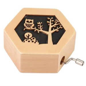 Heveer Bo/îte /à Musique en Bois Th/ème Antiques Sculpt/ées /à la Main en Bois Bo/îte /à Musique Cadeau pour Gar/çon Fille Adultes Amis Noir
