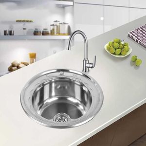 Evier De Cuisine En Acier Inox 1 Bac Auge A Eau Rond 51 51 16cm