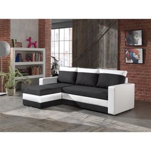 Portland Canape D Angle Convertible Reversible Noir Blanc
