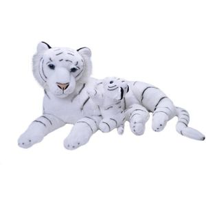 PELUCHE peluche tigre blanc geant avec bébé 76 cm