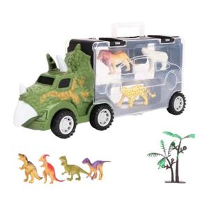 VOITURE - CAMION Camion de Transport avec 4 Mini-animaux Playset Tracteur 11 Pouces Pull Back Voiture Cadeau D'anniversaire Tricératops courts