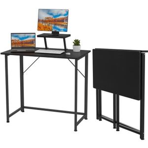 BUREAU  Table de Bureau Pliante - LDSZXNE - 80x45x75cm - Noir - Facile à assembler et à ranger - Avec une étagère