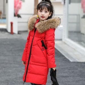 Enfants filles manteau à capuche Trench Coat revers rouge rembourré long Parka 5-13Y 