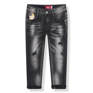 JEANS 2021 Nouveau Pantalon Garçon en Denim Extensible Lavé Mode Automne Hiver Jeans Ajustement Elastique Gris