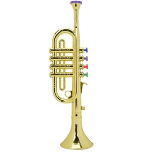 TROMPETTE Omabeta Trompette pour enfant Trompette en plastique à revêtement doré pour enfants, jouet musical préscolaire, musique trompette