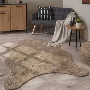 Tapis Mousse Forme Irrégulière - Lavable, Antidérapant - Décoration Chambre, Salon - Tissu Texturé Naturel