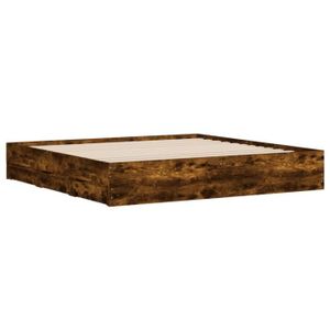 STRUCTURE DE LIT Pwshymi Cadre de lit à tiroirs chêne fumé 160x200 cm bois d'ingénierie - API3278