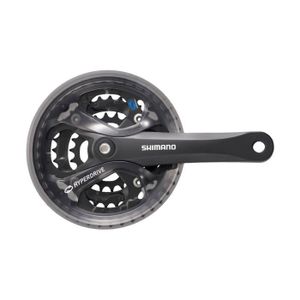 Pédalier VTT P2R 7-8 Vitesses - Acier Noir 170mm - Plateau 48-38-28 - Boîtier 122mm