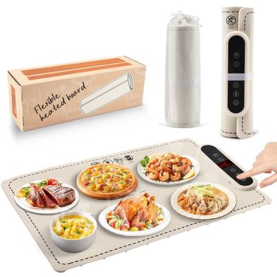 Chauffe-Plat Électrique Flexible En Silicone - 61x40 Cm - 6 Températures + Minuteur 4h - Pour Buffets Et Fêtes