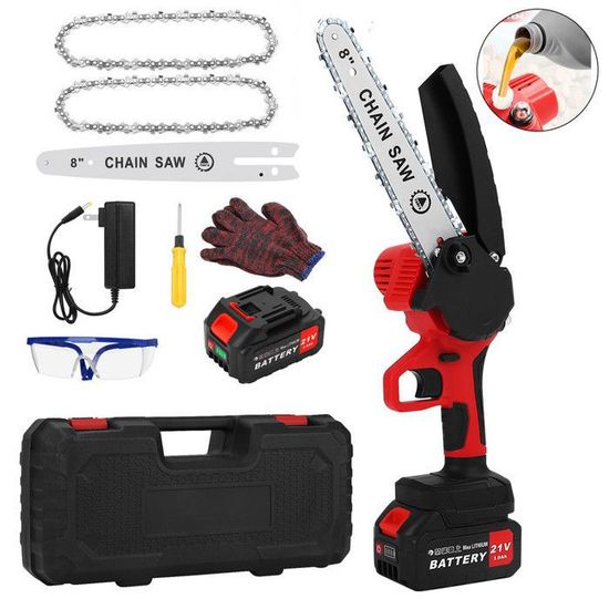 Mini Tronçonneuse Électrique Sans Fil 6" & 8" - 2 Batteries 4.0Ah - Moteur Brushless - Pour Jardin Et Élagage