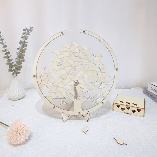 WIYETY Livre D'Or De Mariage En Bois Avec Cœurs : Cadre Photo Signature Romantique Et Alternative Élégante Pour Votre Mariage
