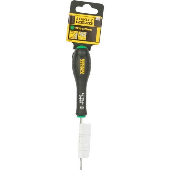 Tournevis Torx Tamper TT10x75mm STANLEY FATMAX - Made In France - Poignée Soft Grip - Professionnel