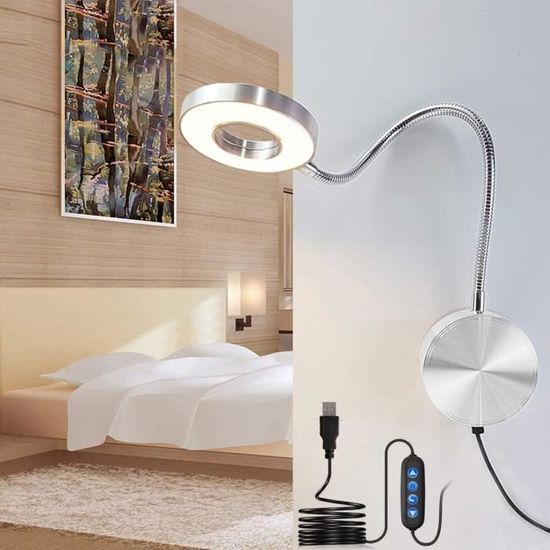 Liseuse Flexible Tactile Lampe Lecture Murale LED - Applique Chevet Col Cygne Flexible USB Tactile Applique Liseuse Tete De Lit