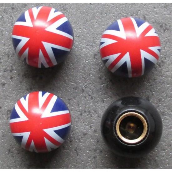 camion voiture   4 pièces/boîte Dsycar bouchon de valve motif Drapeau Anglais pour pneus de Vélo moto 