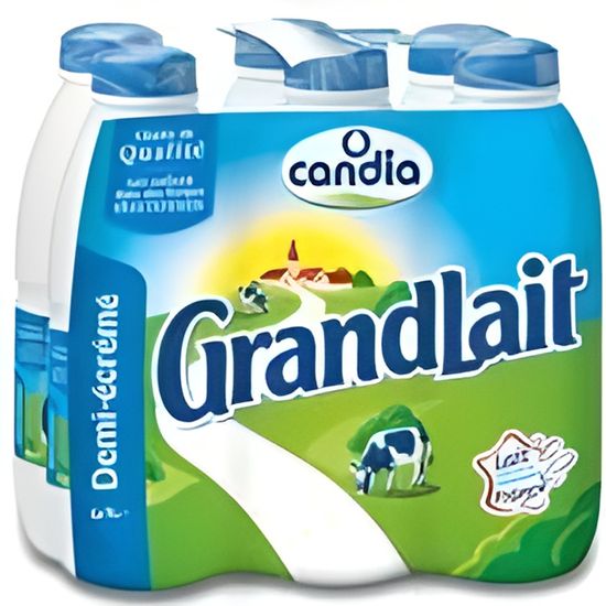 CANDIA Grand Lait - Lait demi-écrémé 6x1l