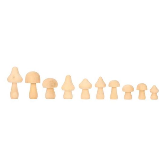 Lot De 30 Champignons En Bois Brut - 6 Tailles Différentes - Pour Bricolage, Décoration, Loisirs Créatifs