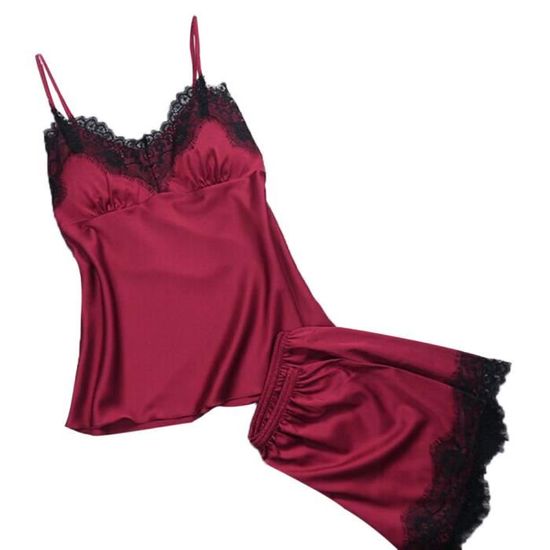Pyjama Femme En Satin - Ensemble Manches Courtes Et Short Estival, Confortable Et élégant