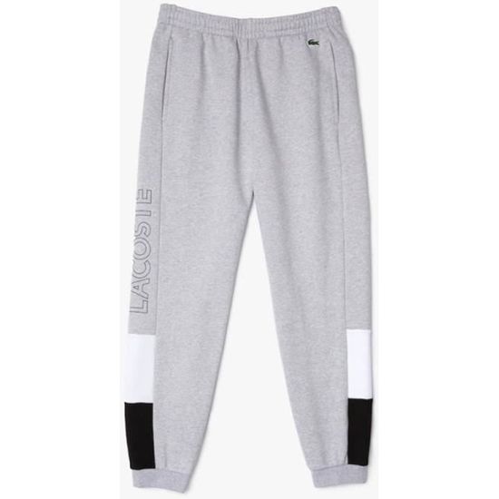 Pantalon de jogging Lacoste en molleton color block avec marquage Gris Cdiscount Pret a Porter
