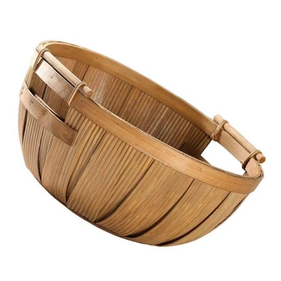 1pc Wooden Fruit Storage Basket Sundries Basket(Log Color)   PANIER A LINGE