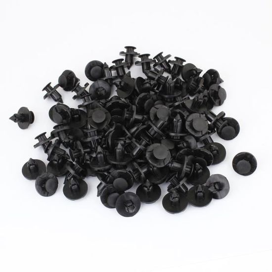 50 Rivets Plastique Noir Pour Trou 7mm – Fixation Pare-chocs, Garniture Auto
