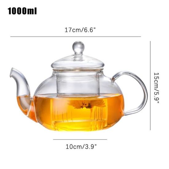 DxxD Theiere Avec Infuseur, 1000ml Theiere Verre Chauffant
