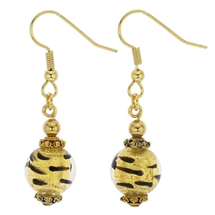 Boucles d'oreille T0ZFU En verre de Murano de femmes Antico Tesoro Balles s - or Spotted
