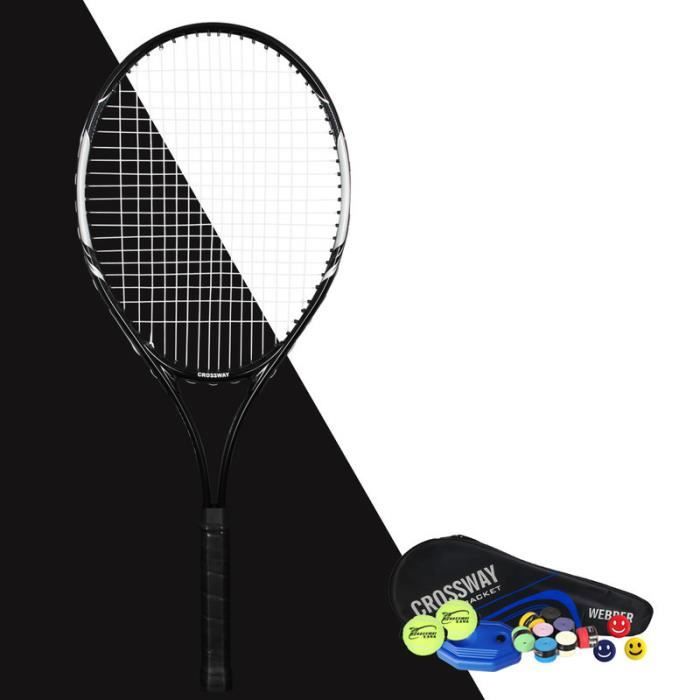 Raquette de tennis 1 paquet de raquette de tennis d'entraînement pour débutant en alliage d'aluminium de 27 pouces avec corde