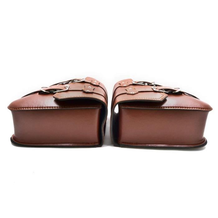 Lot de 2 sacoches de moto latérales en cuir PU Couleurs :marron