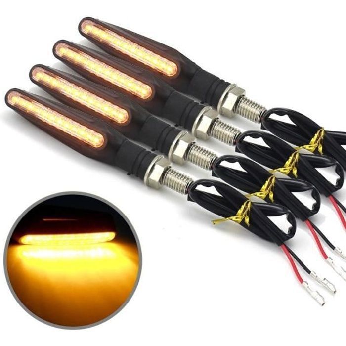 4X Clignotants 12 LED Ambre Universel 12V Feu Indicateur Moto Scooter Quad