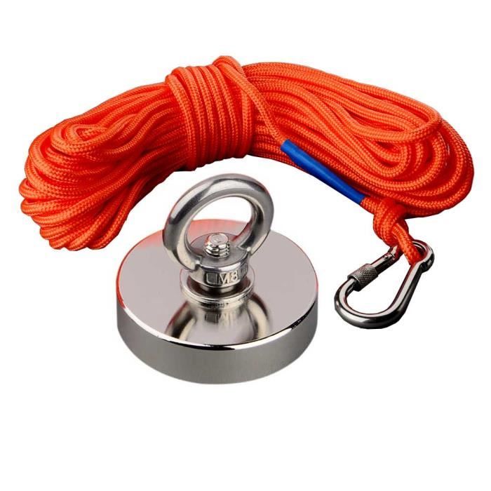 Aimants de pêche Force de traction de 150kg,de récupération puissant Aimants en néodyme N52 avec corde durable de 10m(33 pieds),aim