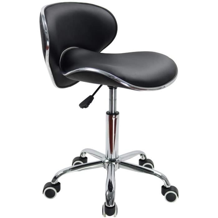 KKTONER Fauteuil Roulant avec Dossier Bas Réglable en Hauteur Siège Moderne en Forme de Coque en Cuir PU Noir