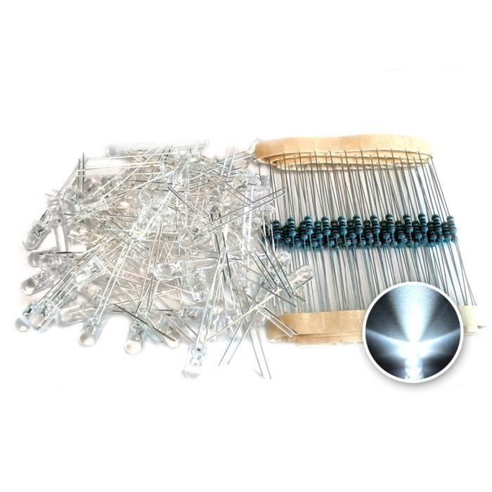 BH 5mm LED lumière blanche Diode + Resistor 100Pcs en 1 Set - BHCYD821C0657