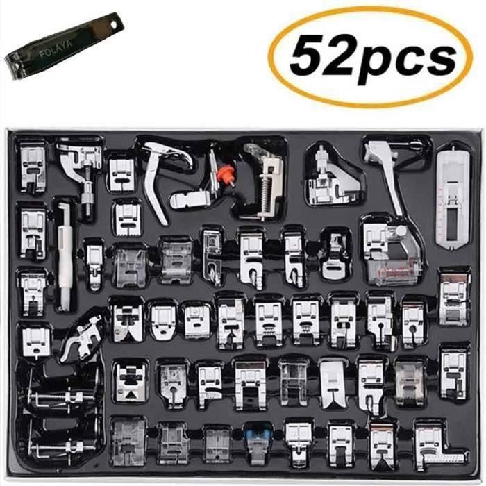 52pcs Machine à coudre kit Pieds-de-biche multifonctionnel pour Machine à coudre domistique Ourlet Pied de pièces accessoires