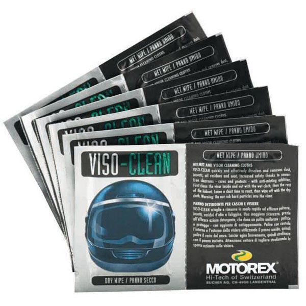 Sachet 6 Lingettes pour motorex Visio-Clean pour moto scooter nettoyage visière et casque