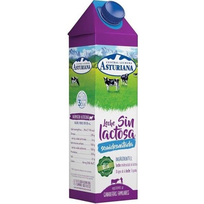 CENTRAL LECHERA ASTURIANA Lait demi-écrémé sans lactose 1 L