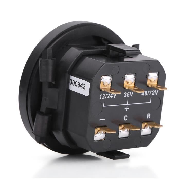 Cuque Compteur de batterie Indicateur de batterie numérique LED 12V / 24V / 36V / 48V / 72V avec compteur horaire pour voiturette