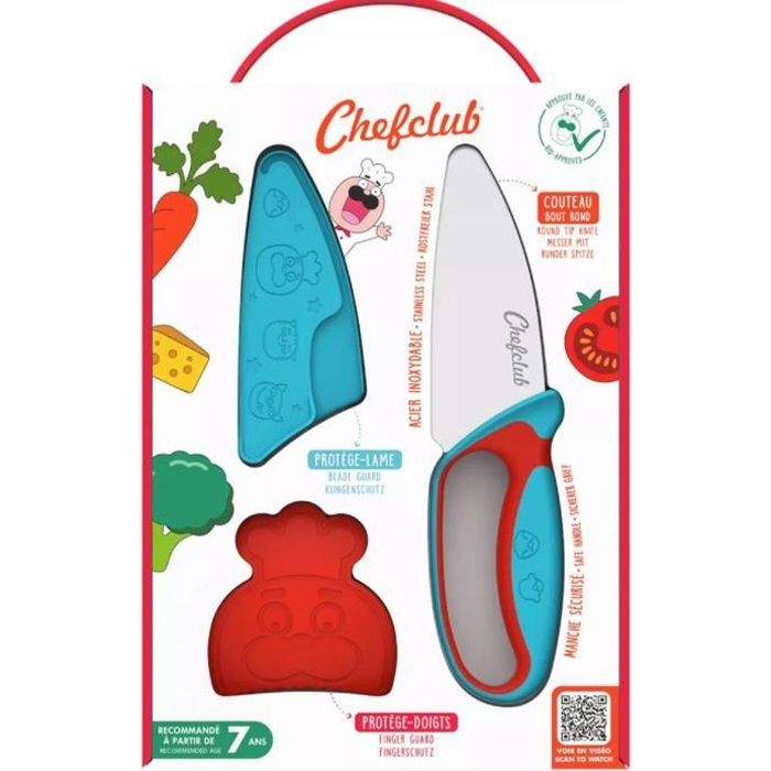 CHEFCLUB - Couteau de cuisine le couteau du chef kids bleu et rouge