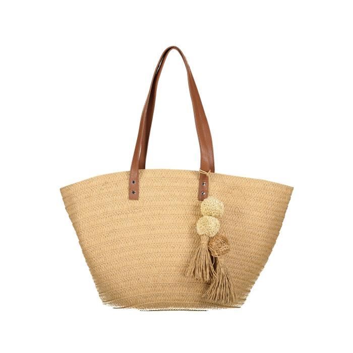 DEELUXE Sac cabas pompoms SELYA Camel
