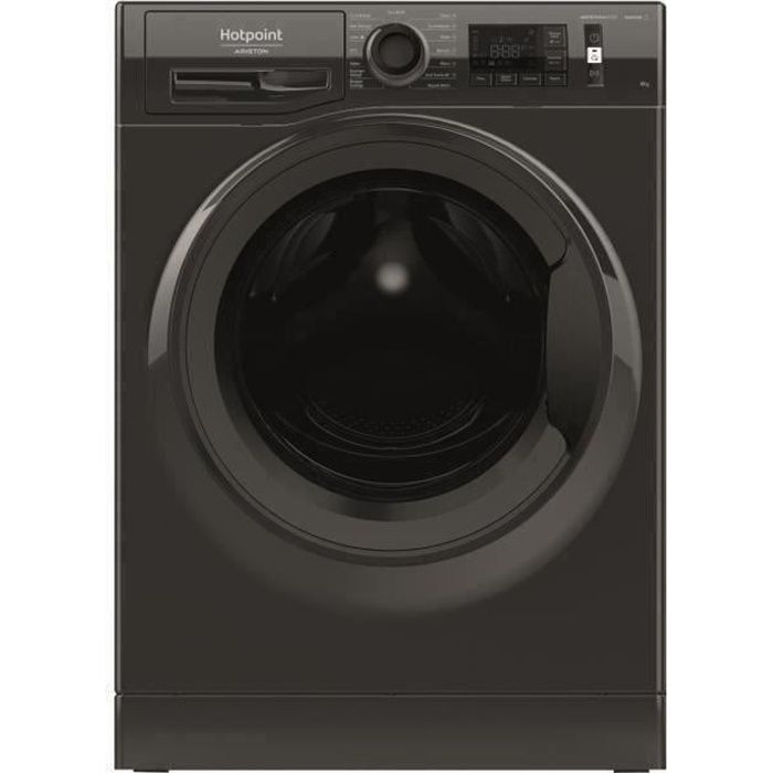 Lave-linge hublot HOTPOINT NM11823BKFRN Natis - 8 kg - Classe A+++ - 1200 tours/min - Noir