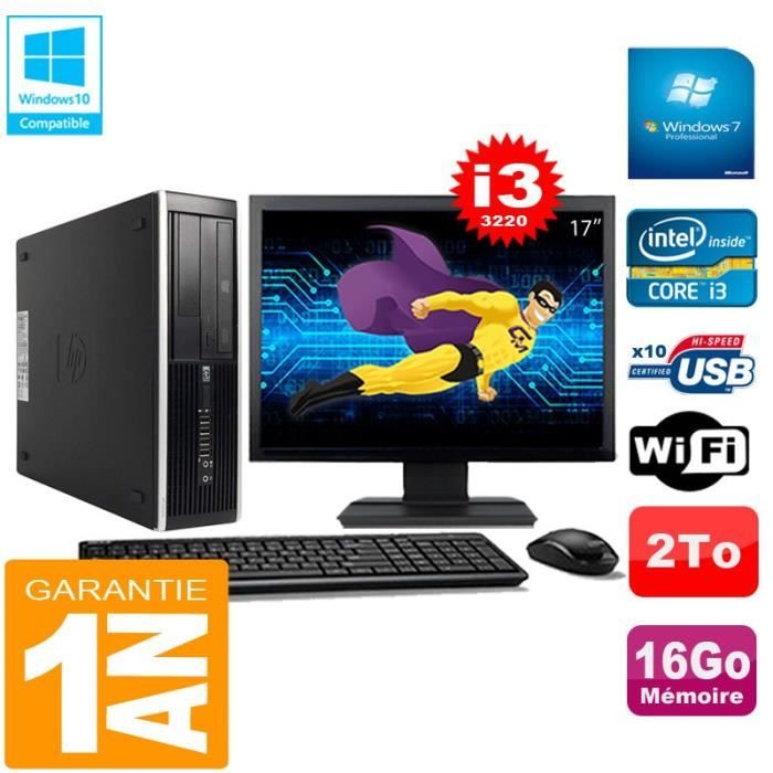 PC HP Compaq Pro 6300 SFF I3-3220 16Go 2To Graveur DVD Wifi W7 Ecran 17