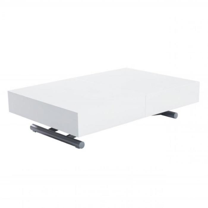 Table basse relevable extensible HARIE laquée blanc blanc MDF Inside75