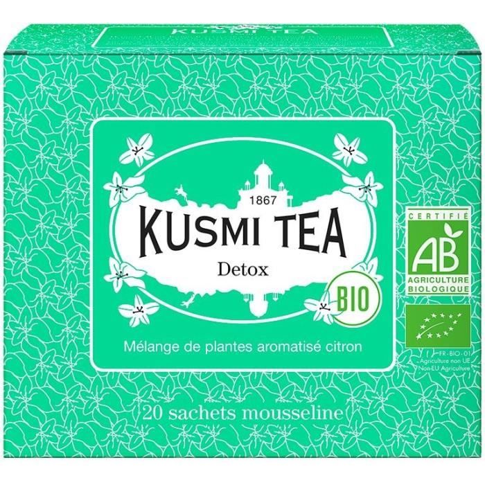 KUSMI TEA Thé Detox - Bio - Etui 20 sachets mousseline - 40 g