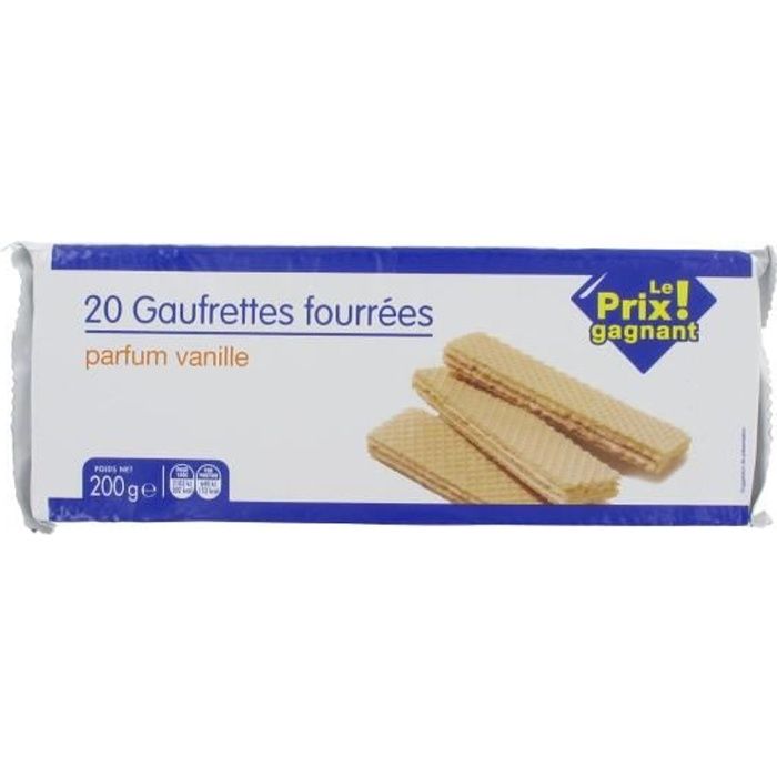 Biscuits gaufrettes fourrées parfum vanille x20 - 200g