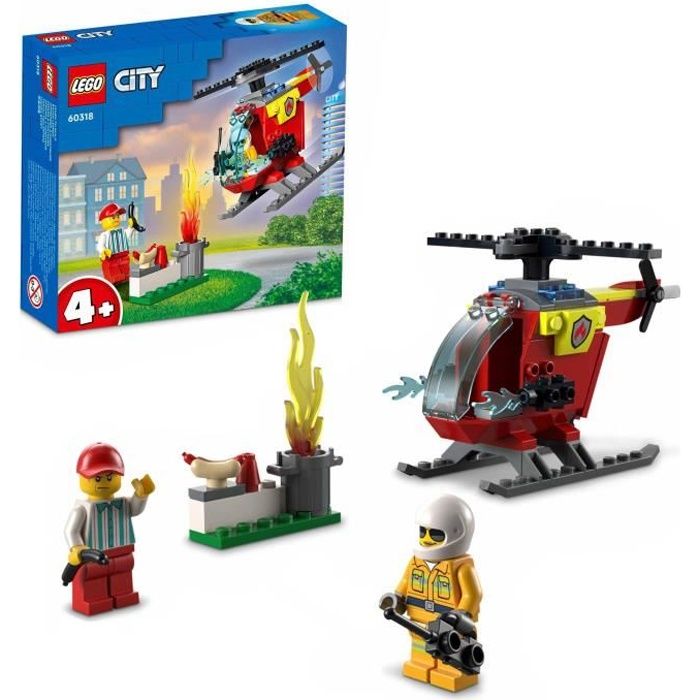 LEGO® 60318 City Fire L’Hélicoptère des Pompiers, Jouet pour Filles et Garçons +4 ans, Figurine Pompier et Brique de Démarrage