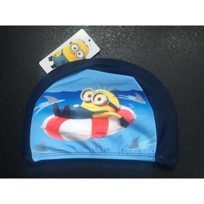 Bonnet de bain / piscine enfant MINIONS bleu pour natation