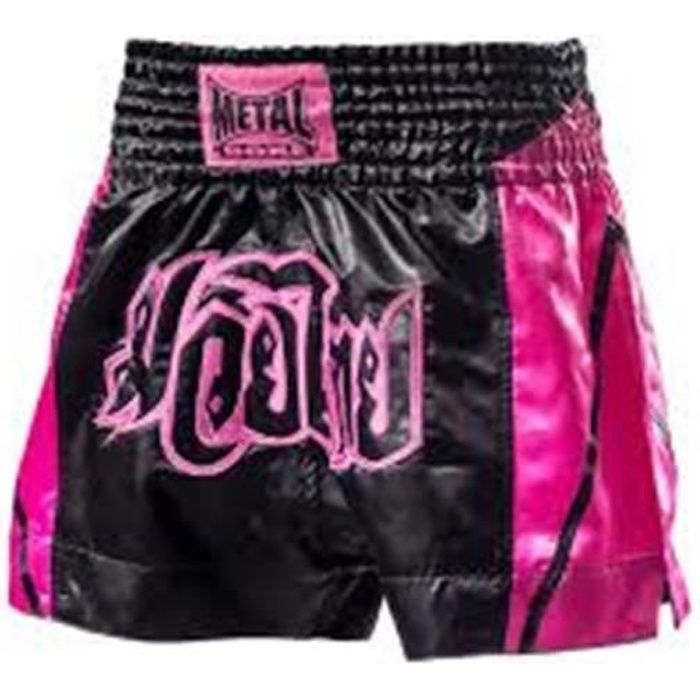 Shorts thai Metal Boxe Fushia noir et fushia